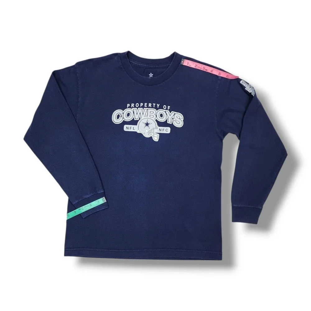 Dallas Cowboys Property Of Cowboys NFL NFC Long Sleeve Navy Blue T-Shirt Youth L